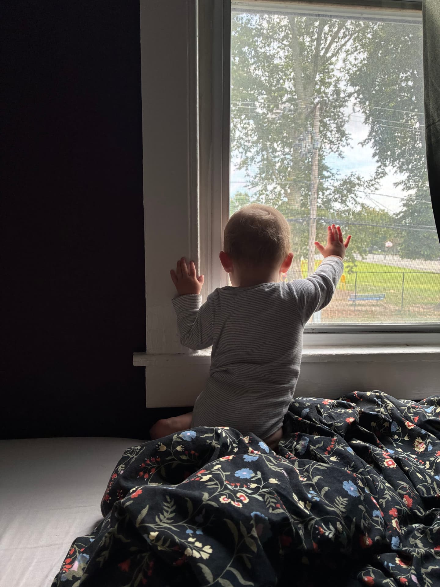 Kisgyermek az ablaknál, az otthon biztonságában